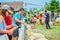 PHETCHBURI, THAILAND- JULY 21: Unidentified groups of men and women are feeding the sheep on July 21, 2013 in Swiss Sheep Farm, P