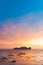 Phi-Phi Lee island in colorful romantic sunset.