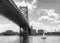 Philadelphia ben franklin bridge and sail boat