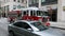 Philadelphia fire department emergency vehicle with lights on. Pennsylvania