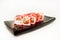Philadelphia Maki Sushi - Roll with smoked salmon, cream cheese, shrimp, cucumber inside.