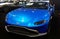 Philadelphia, Pennsylvania, U.S.A - February 9, 2020 - The front view of metallic blue 2020 Aston Martin Vantage sports car