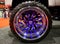 Philadelphia, Pennsylvania, U.S.A - February 9, 2020 - A lighted purple color sports wheel