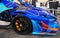 Philadelphia, Pennsylvania, U.S.A - February 9, 2020 - The side view of the blue McLaren Senna GTR supercar