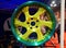 Philadelphia, Pennsylvania, U.S.A - February 9, 2020 - A yellow and green sports wheel