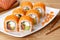 Philadelphia sushi roll with salmon, avocado