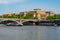 Philharmonia building and Vltava river, Prague, Czech Republic