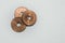 Philippine coins, five cents, small round copper coins