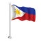 Philippine Flag. Isolated Realistic Wave Flag of Philippines Country on Flagpole