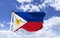 Philippine flag mockup floating under blue sky