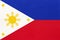 Philippine national fabric flag textile background. Symbol of world Asian country