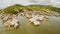 Philippine slums on the beach. Poor area of the city. Coron. Palawan. Philippines.