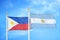 Philippines and Argentina two flags on flagpoles and blue cloudy sky