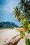 Philippines beach landscape - Local banca boat under palm trees at Corong Corong beach in El Nido, Palawan island