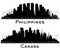 Philippines and Canada City Skyline Silhouette Set