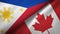Philippines and Canada two flags textile cloth, fabric texture