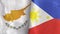 Philippines and Cyprus two flags textile cloth 3D rendering