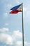 Philippines filipino flag on flagpole in manila