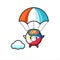 Philippines flag badge mascot cartoon is skydiving with happy gesture