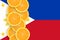 Philippines flag and citrus fruit slices vertical row