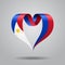 Philippines flag heart-shaped ribbon. Vector illustration.