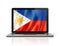 Philippines flag on laptop screen isolated on white. 3D illustration