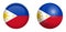 Philippines flag under 3d dome button and on glossy sphere / ball