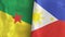 Philippines and French Guiana two flags textile cloth 3D rendering