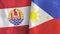 Philippines and French Polynesia two flags textile cloth 3D rendering