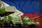 Philippines heavy military armored vehicles concept on the national flag background. 3d Illustration