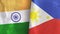 Philippines and India two flags textile cloth 3D rendering