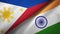 Philippines and India two flags textile cloth, fabric texture