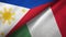 Philippines and Italy two flags textile cloth, fabric texture