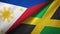 Philippines and Jamaica two flags textile cloth, fabric texture