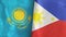 Philippines and Kazakhstan two flags textile cloth 3D rendering