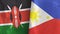 Philippines and Kenya two flags textile cloth 3D rendering