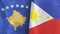 Philippines and Kosovo two flags textile cloth 3D rendering