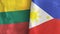 Philippines and Lithuania two flags textile cloth 3D rendering