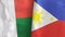 Philippines and Madagascar two flags textile cloth 3D rendering