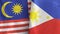 Philippines and Malaysia two flags textile cloth 3D rendering