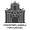 Philippines, Manila, Fort Santiag travel landmark vector illustration