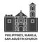 Philippines, Manila, San Agustin Church travel landmark vector illustration