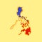 Philippines - Map colored with Philippine flag