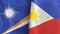 Philippines and Marshall Islands two flags textile cloth 3D rendering