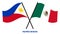 Philippines and Mexico Flags Crossed And Waving Flat Style. Official Proportion. Correct Colors