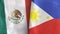 Philippines and Mexico two flags textile cloth 3D rendering