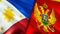 Philippines and Montenegro flags. 3D Waving flag design. Philippines Montenegro flag, picture, wallpaper. Philippines vs