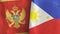 Philippines and Montenegro two flags textile cloth 3D rendering