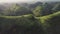 Philippines mountains ranges aerial: building at peak with hiking path. Greenery Asia tropic forest