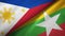 Philippines and Myanmar two flags textile cloth, fabric texture